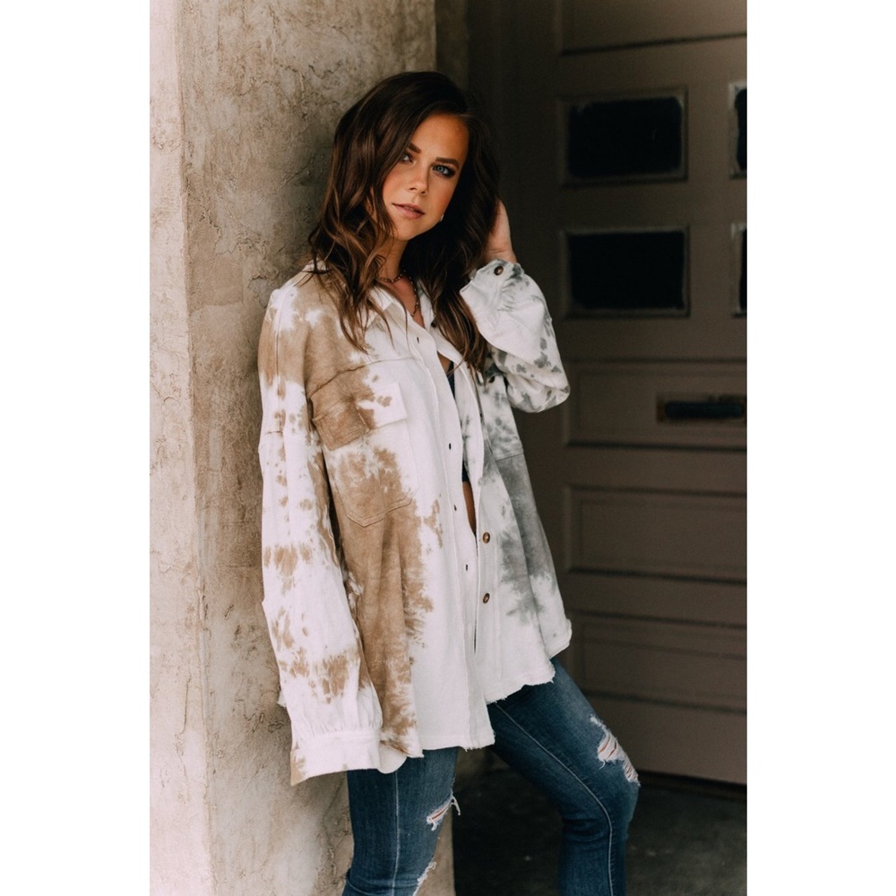 PRICE DROP RESTOCK! Tie Dye Utility Jacket in Toasted Coffee - Picture 7 of 10